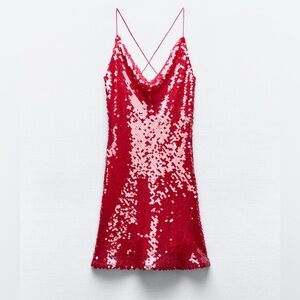 Zara Red Sequin Mini Dress
